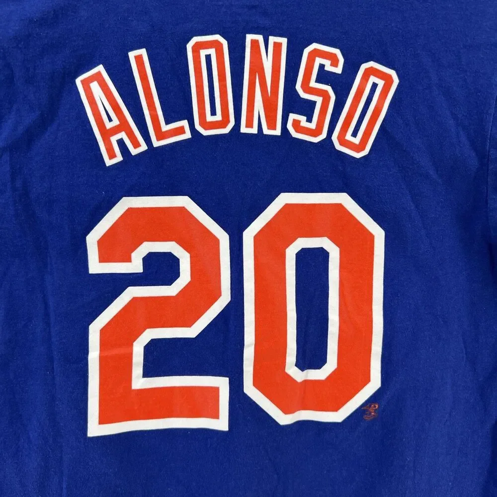 Nike NY Mets Pete Alonso 20 Shirt Boys Youth L 14/16 Blue MLB Baseball Graphic T